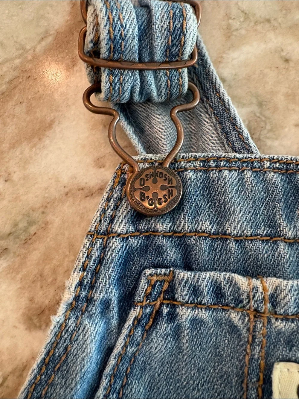 Osh Kosh Baby Girls Denim Overall Jeans Flower Print Snap Close Size 9-12 M